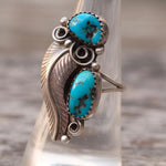 Vintage Sterling 2-Stone Feather Ring 8.25