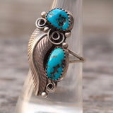 Vintage Sterling 2-Stone Feather Ring 8.25