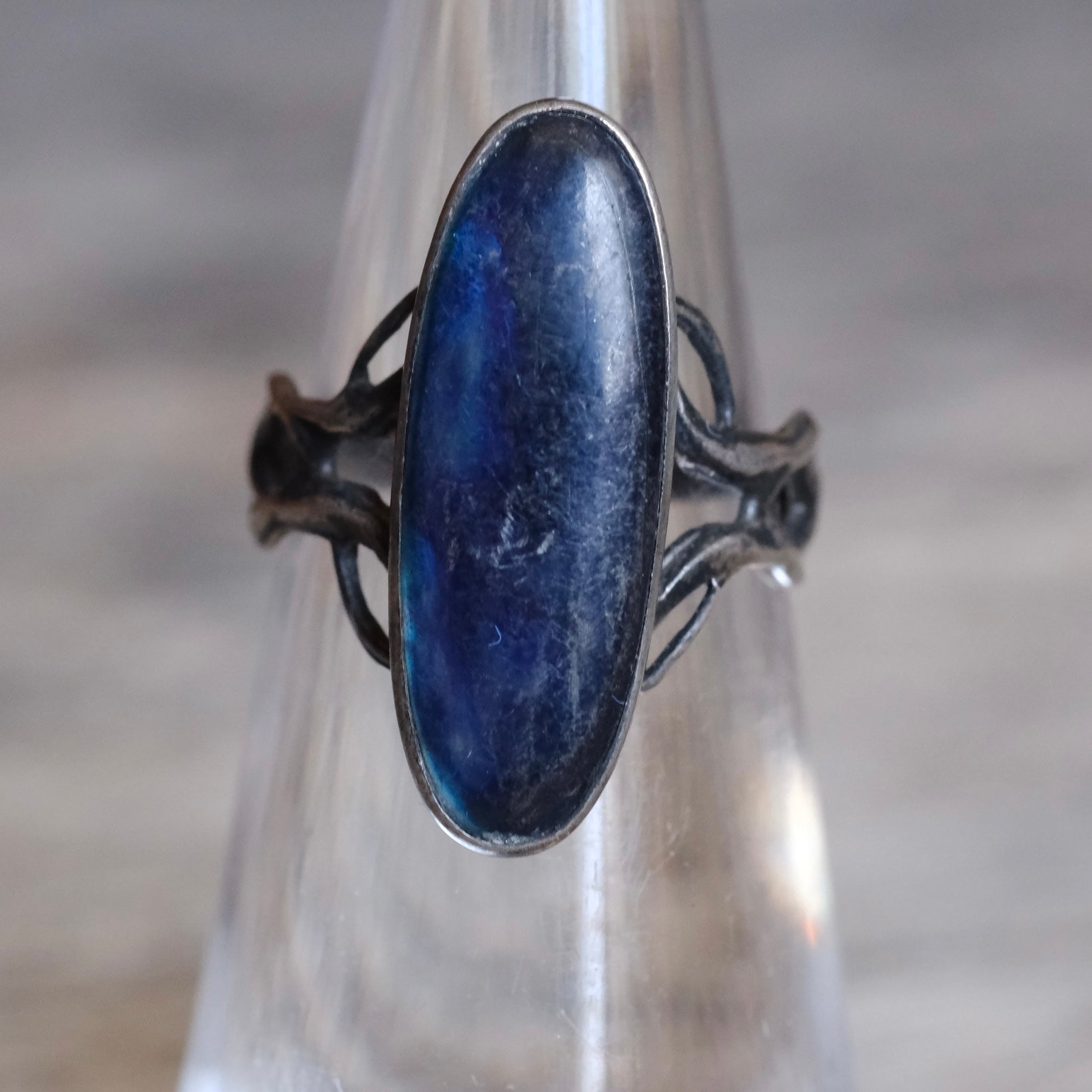 Vintage Sterling Resin Ring 4.25