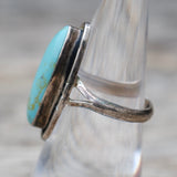 Vintage Sterling Turquoise Feather Ring 6.5