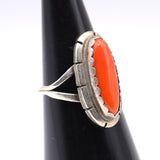 Vintage Sterling Coral RIng 6