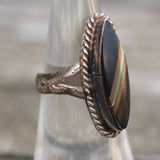 Vintage Sterling Multistone Inlay Roper Ring 6.25