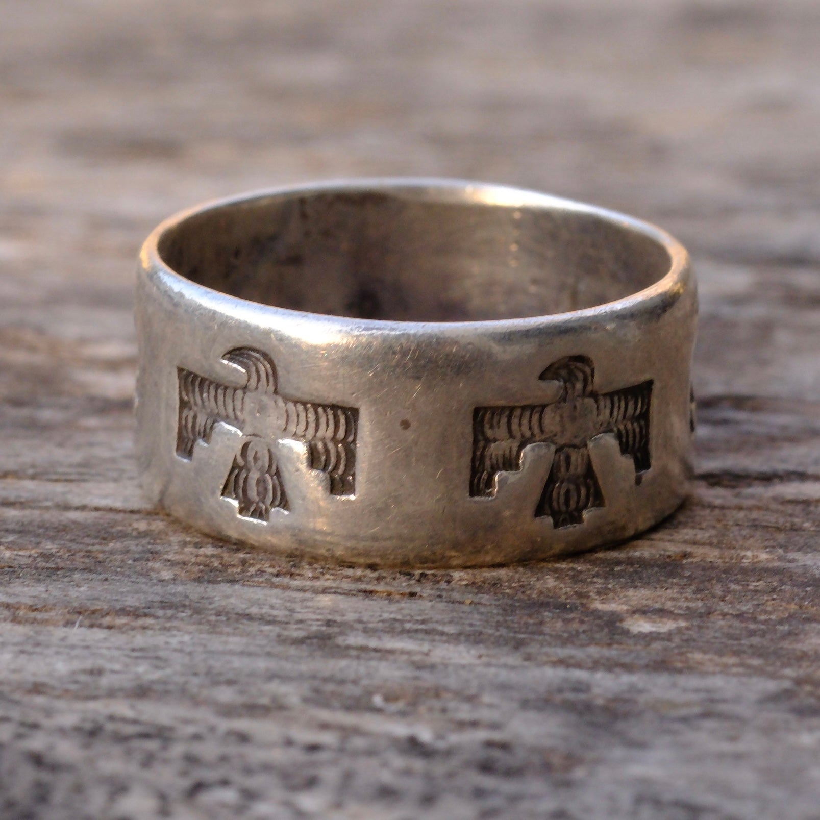 Vintage Sterling Silver Thunderbird Band Ring 10