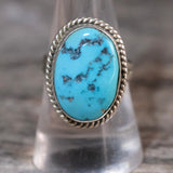 Vintage Sterling Turquoise Roper Ring 8.75