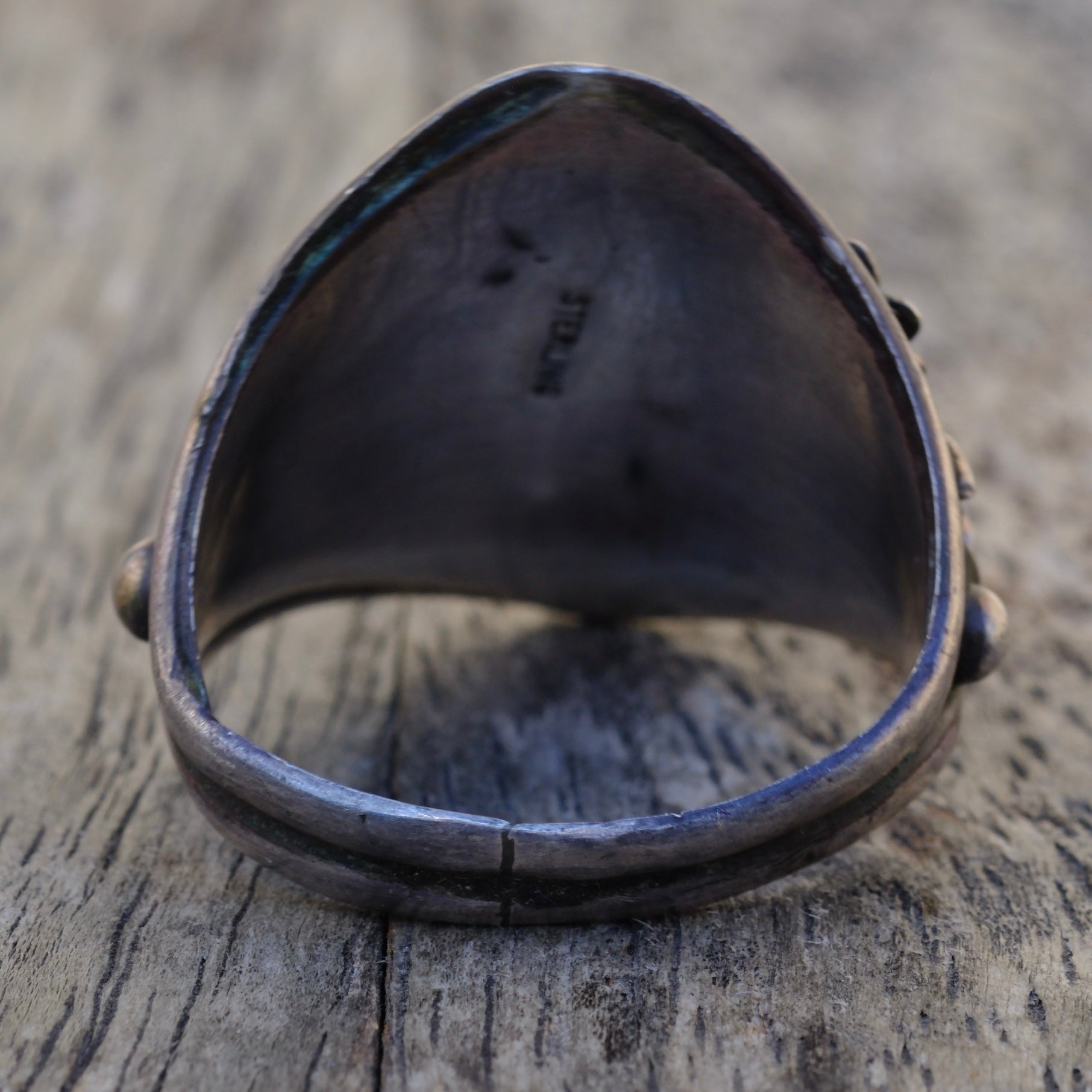 Vintage Sterling Turquoise Feather Ring 11.5