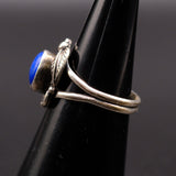 Vintage Sterling Lapis Feather Ring 5.5