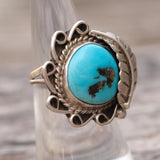 Vintage Sterling Turquoise Feather Ring 6.5