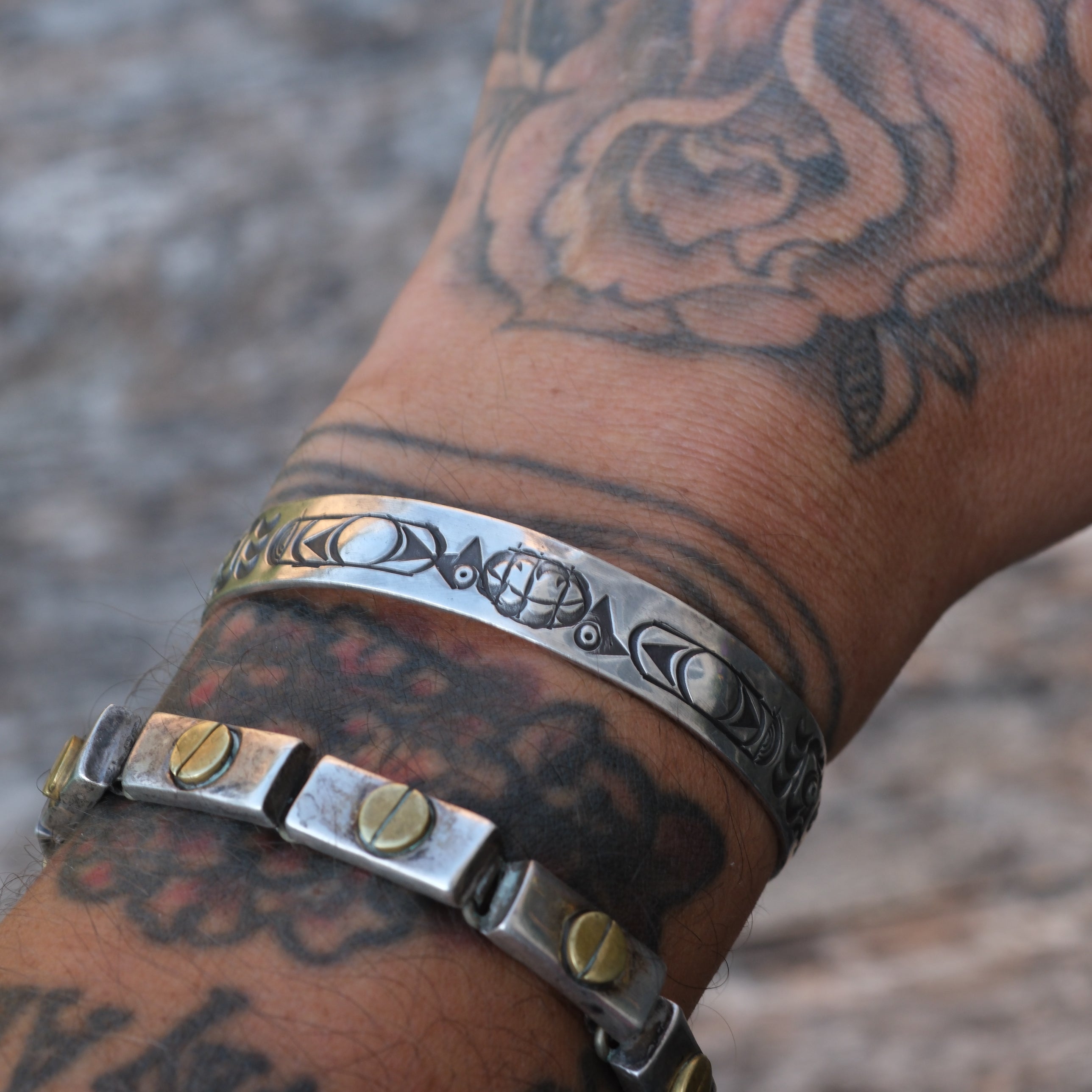Vintage Sterling Silver Bird Stamped Cuff