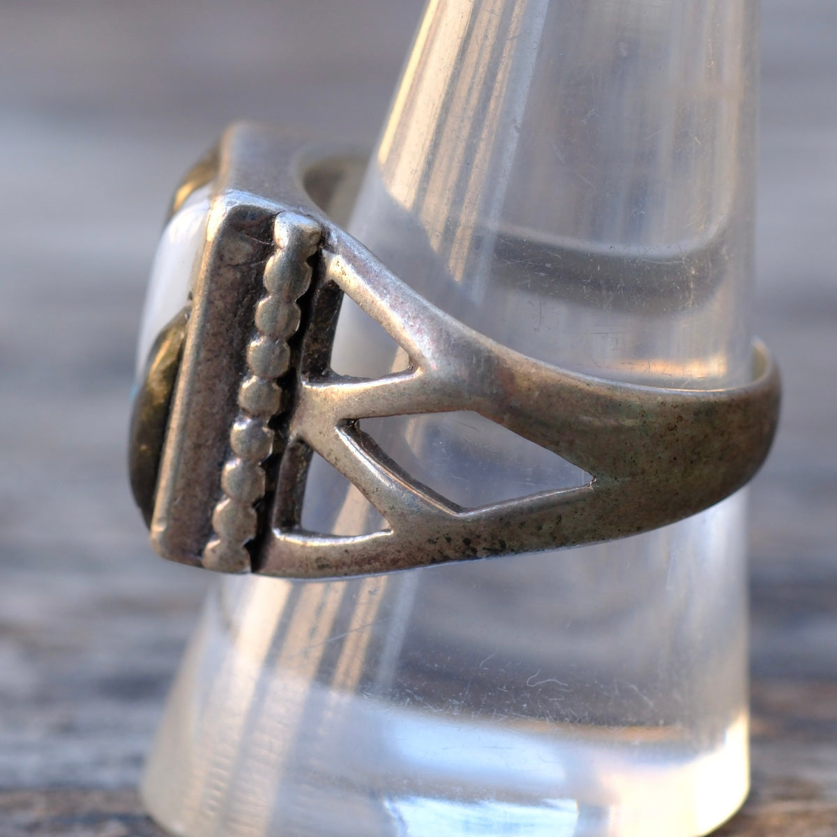 Vintage Sterling Multistone Inlay Sunrise Ring 10.5
