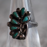 Vintage Sterling Turquoise Petit Point Ring 6.25