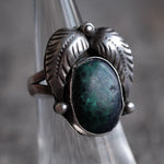 Vintage Sterling Chrysocolla Feather Ring 6.25