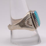 Vintage Sterling Turquoise Stamped Band Ring 10.75