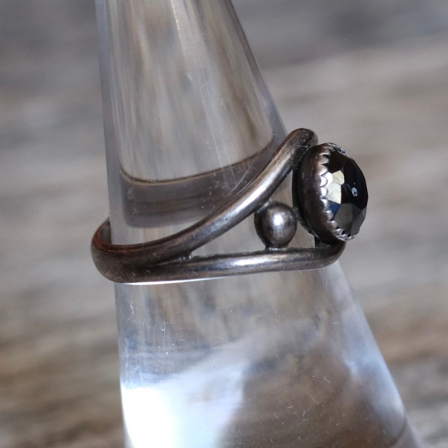 Vintage Sterling Hematite Ring 6.25