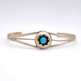 Vintage Sterling Turquoise Shadowbox Cuff