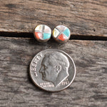 Vintage Sterling Multistone Inlay Stud Earrings