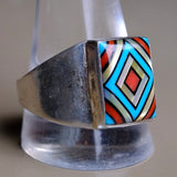 Vintage Sterling Multistone Inlay Ring 13