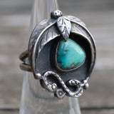 Vintage Sterling Turquoise Feather Ring 5.5