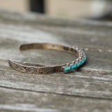 Vintage Sterling Turquoise Inlay Cuff