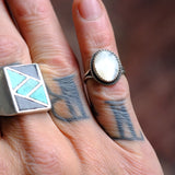 Vintage Sterling Mother Of Pearl Ring 4.25