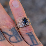 Vintage Sterling Onyx Kokopelli Ruing 4.75