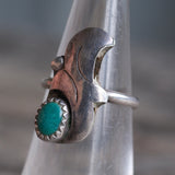 Vintage Sterling Turquoise Feather Ring 5.25
