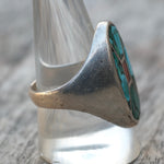 Vintage Sterling Turquoise and Coral Inlay Ring 10