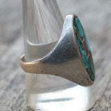 Vintage Sterling Turquoise and Coral Inlay Ring 10