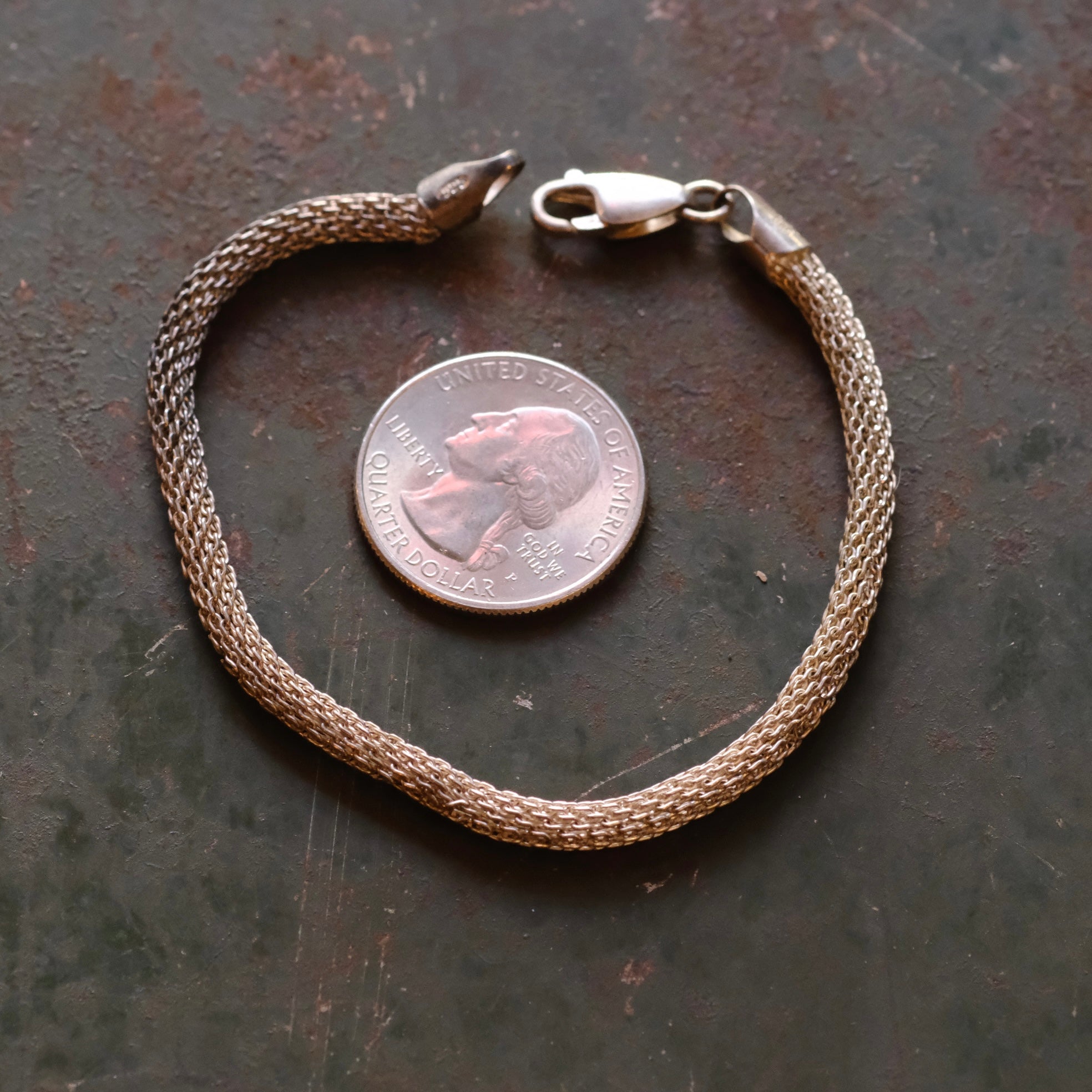 Vintage Sterling Round Mesh Chain Bracelet