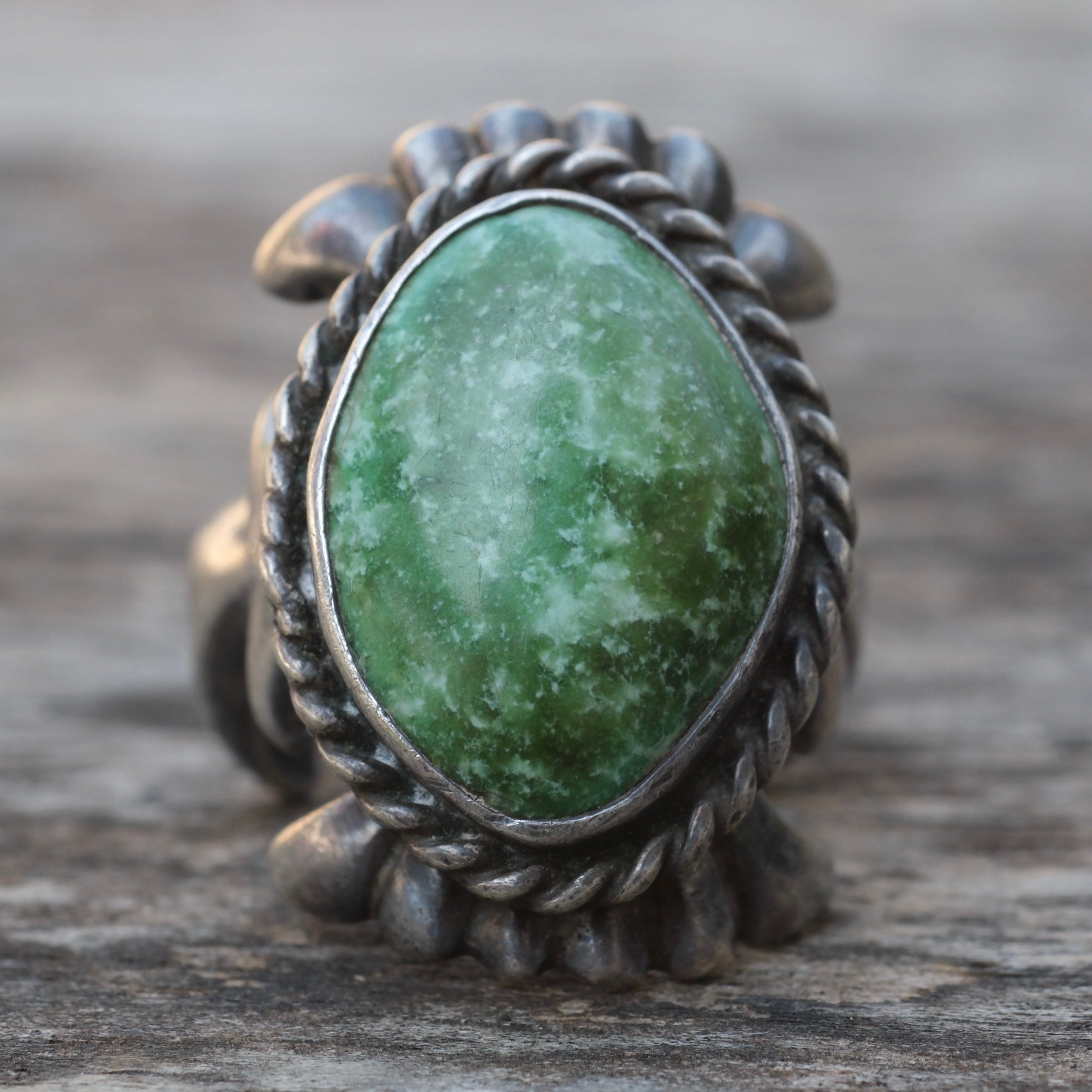 Vintage Sterling Turquoise Sandcast Ring 6
