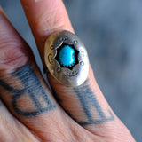 Vintage Sterling Turquoise Shadowbox Ring 5.5
