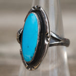 Vintage Sterling Turquoise Feather Ring 7.5
