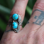 Vintage Sterling 2-Stone Turquoise Ring 6