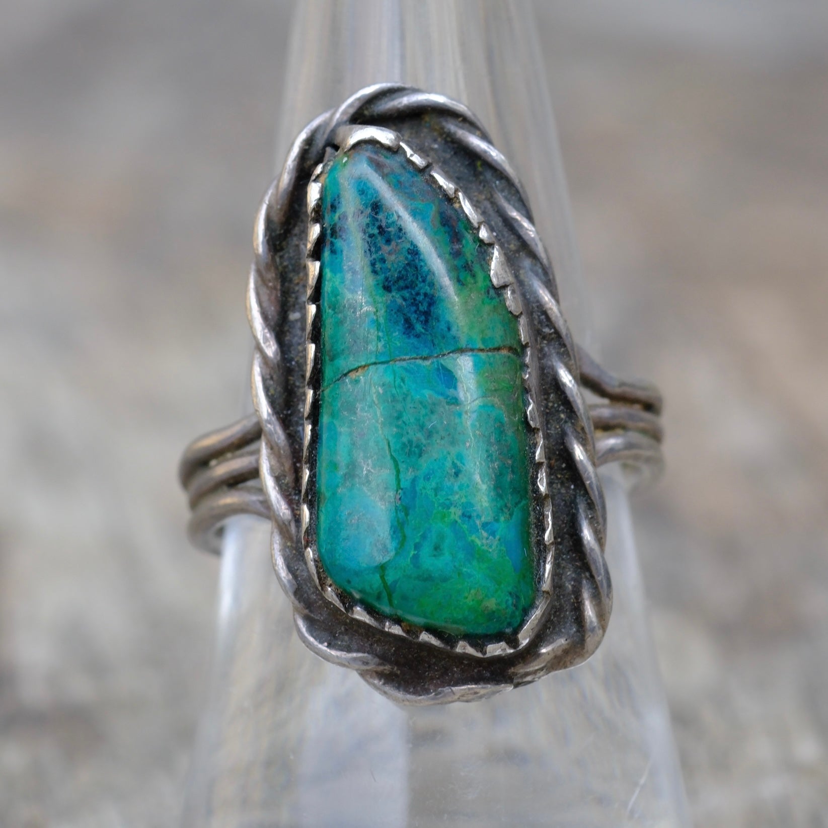 Vintage Sterling Chrysocolla Roper Ring 8.5