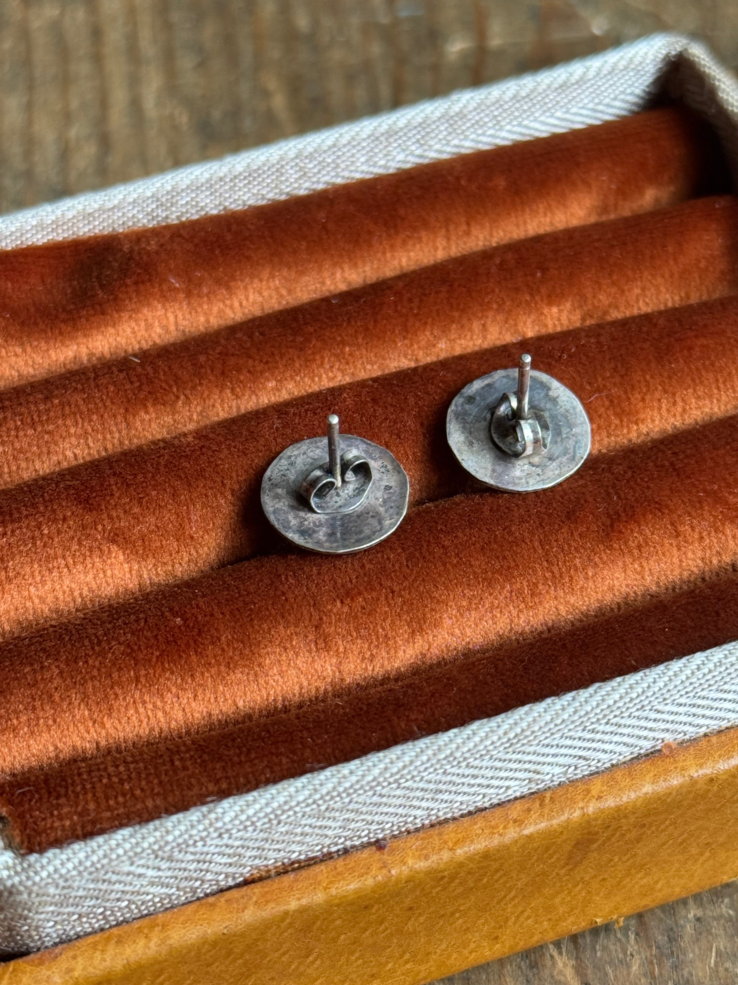 Vintage Sterling Silver Turquoise Shadow Box Earrings
