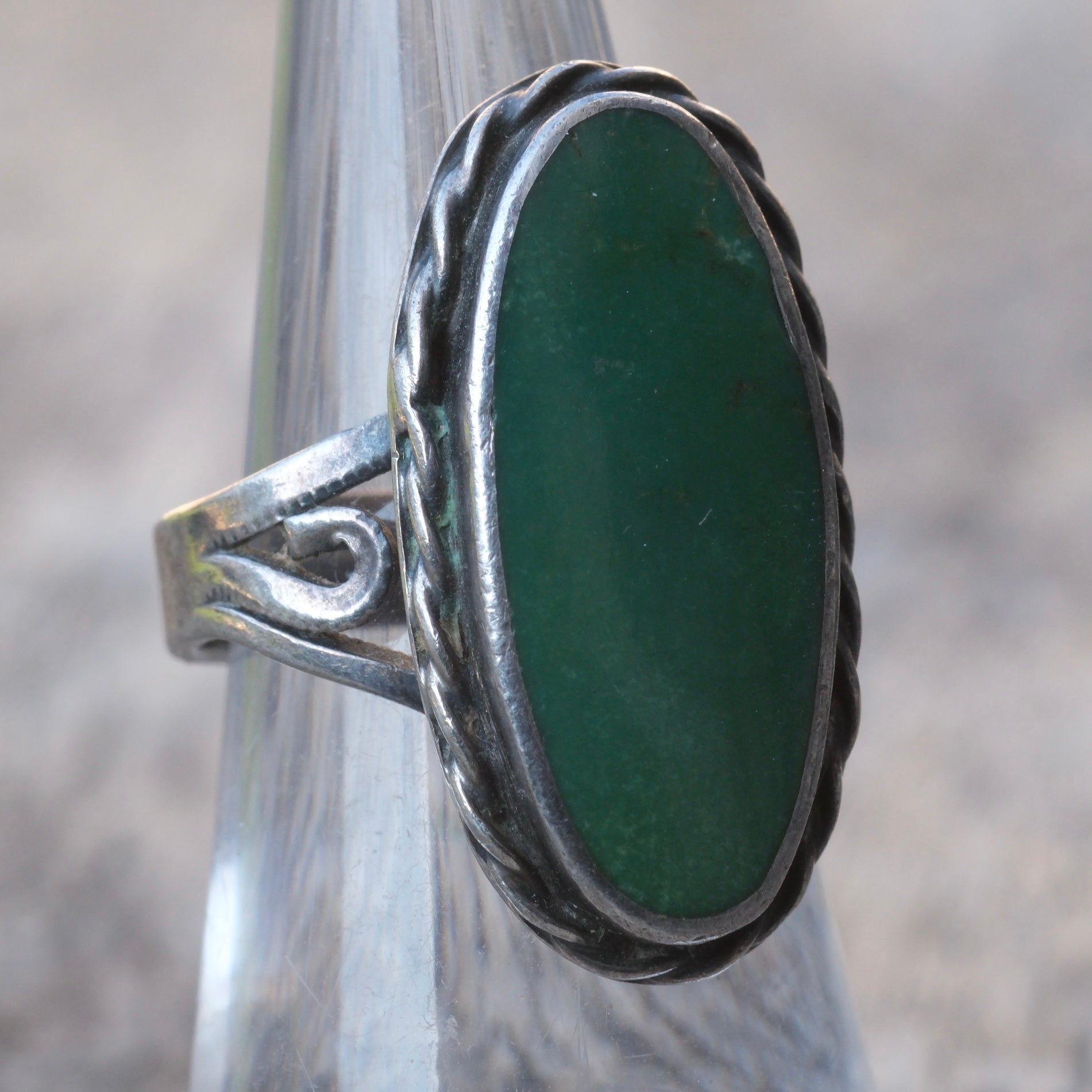 Vintage Sterling Turquoise Roper Ring 6