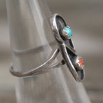 Vintage Sterling Turquoise and Coral Ring 5.75