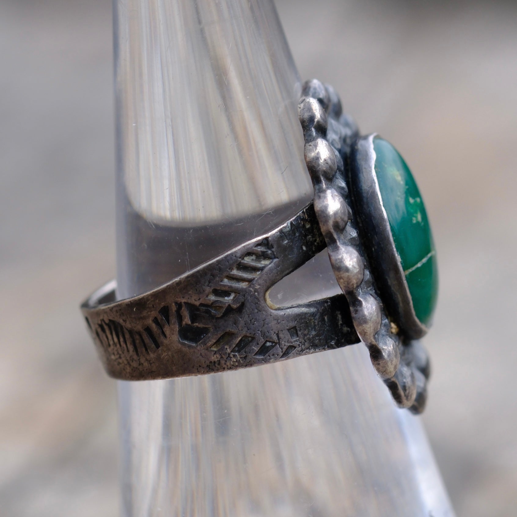 Vintage Sterling Fred Harvey Era Turquoise Ring 5