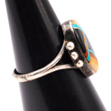 Vintage Sterling Multistone Inlay Ring 6.75