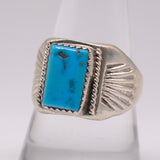 Vintage Sterling Turquoise Stamped Band Ring 9.75