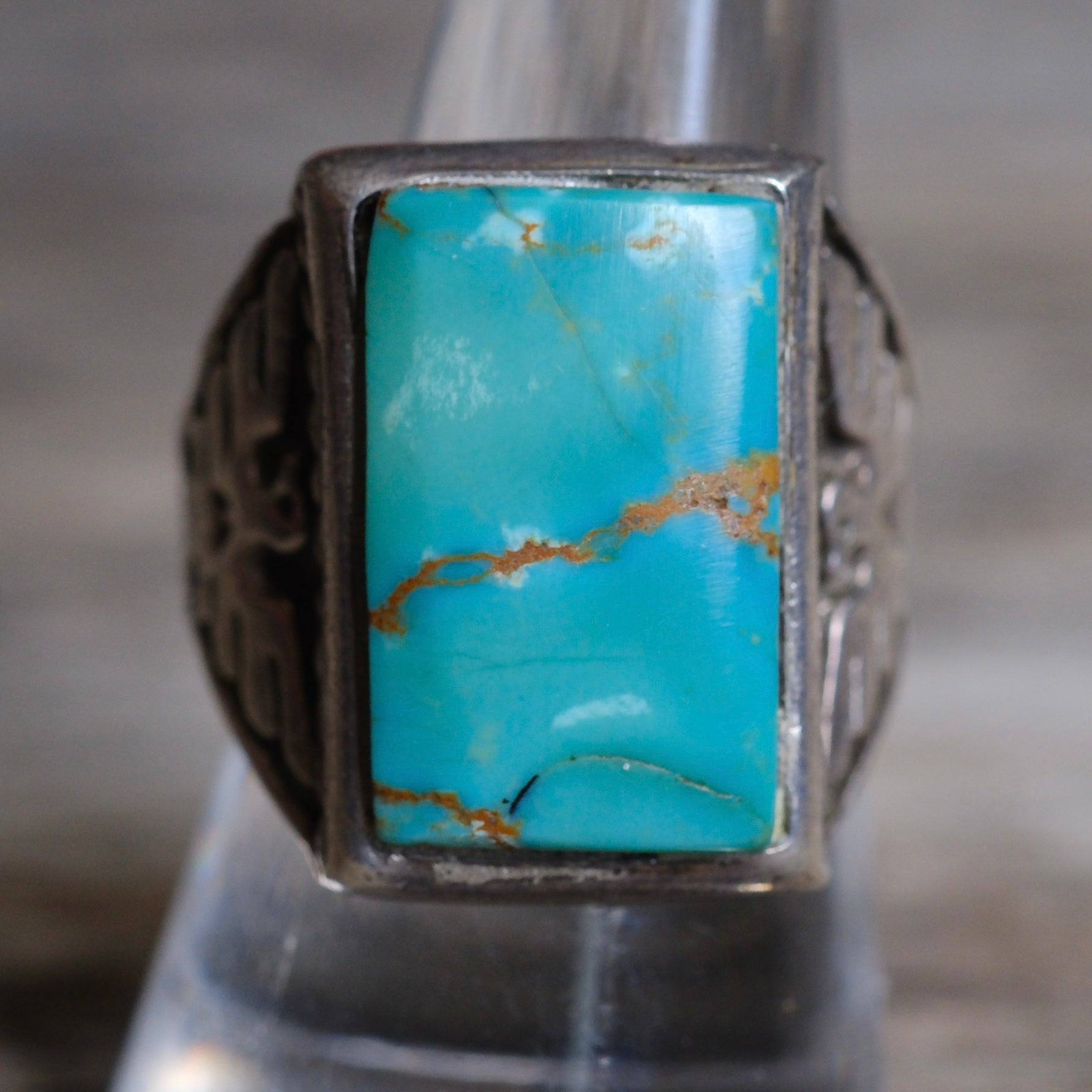 Vintage Sterling Turquoise Thunderbird Ring 9