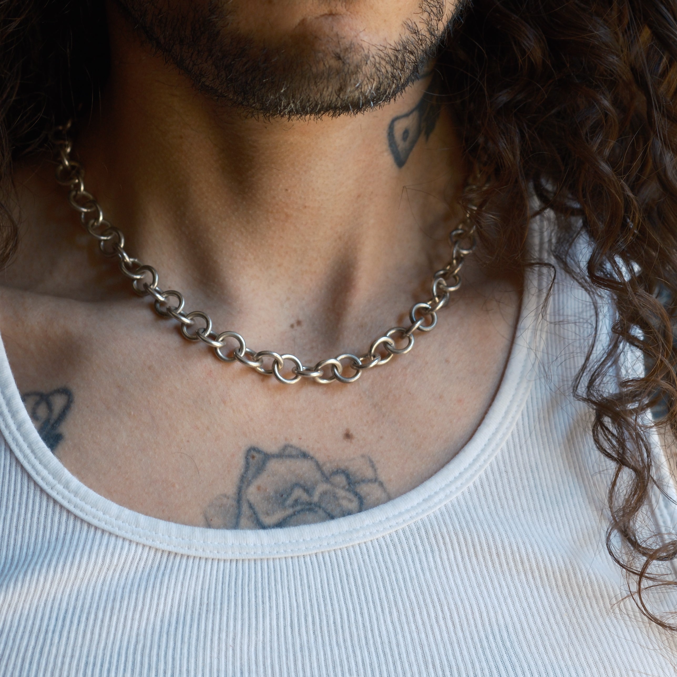 Heavy Vintage Sterling Silver Chain Necklace 18"
