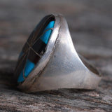 Vintage Sterling Turquoise and Shell Inlay Ring 10