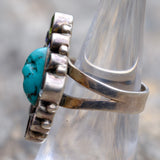 Vintage Sterling Turquoise and Gemstone Cluster Ring 6.25