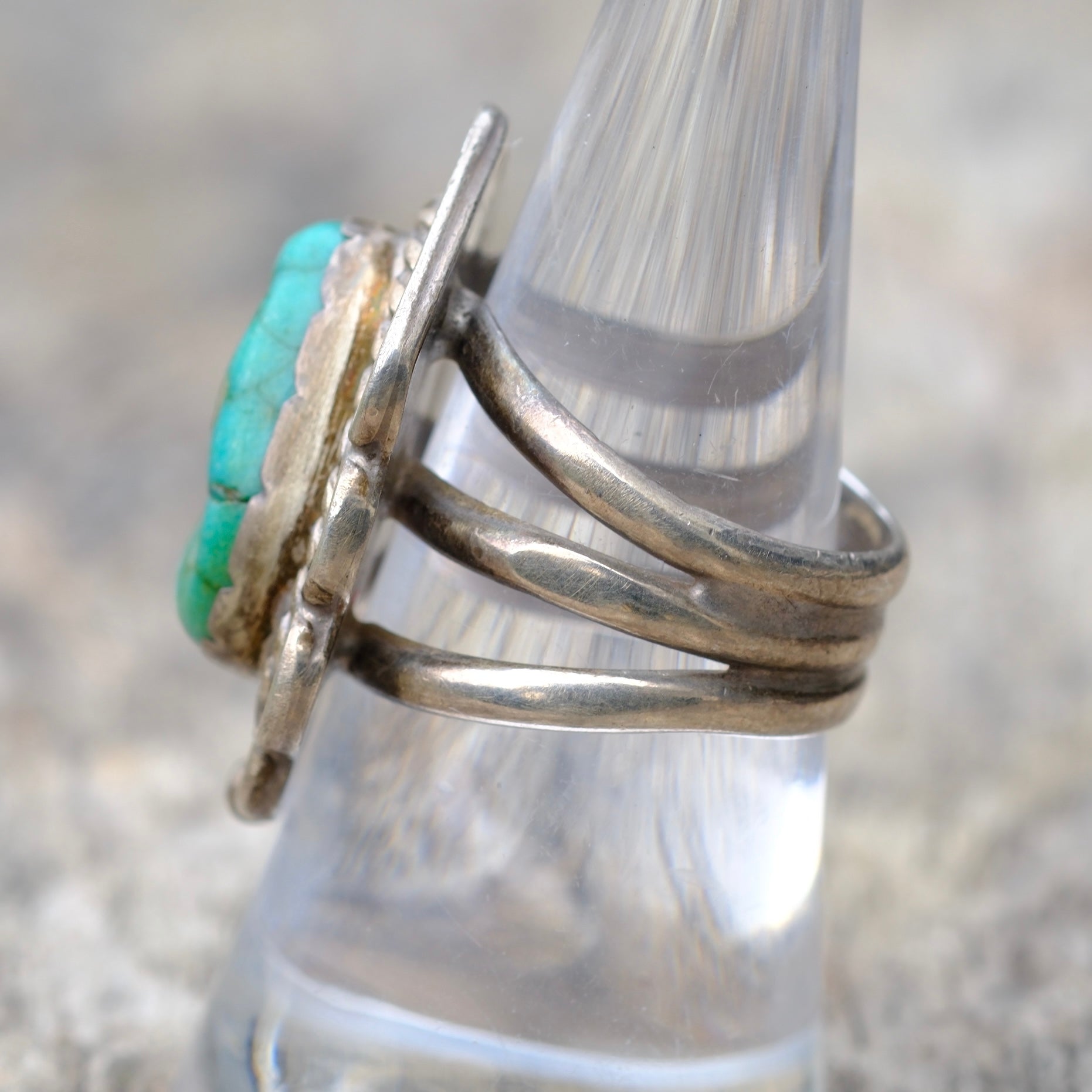 Vintage Sterling Turquoise Ring 7.75