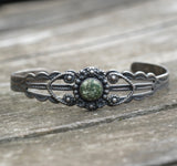 Vintage Sterling Turquoise Stamped Cuff