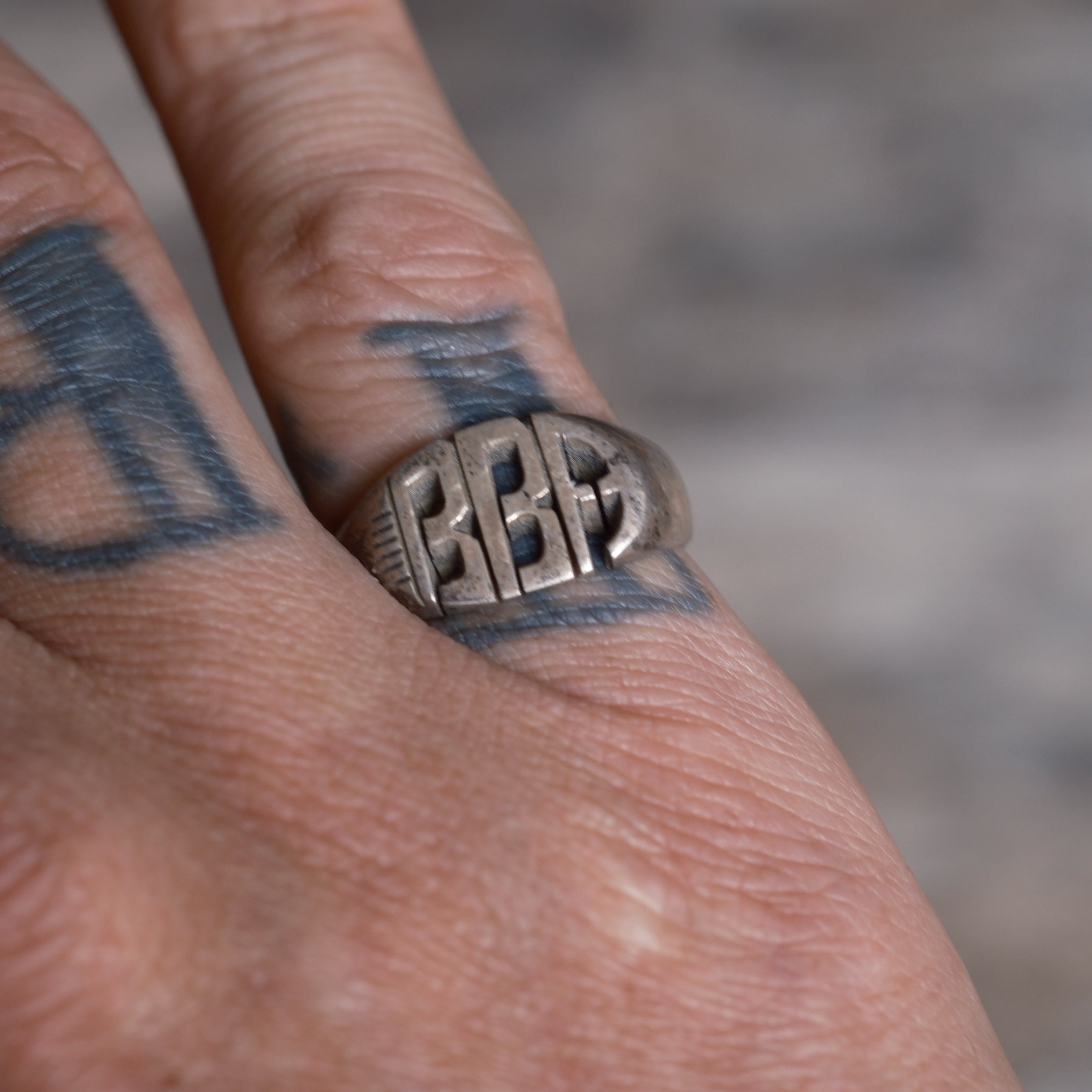 Vintage Sterling BBA Initial Ring 6.5