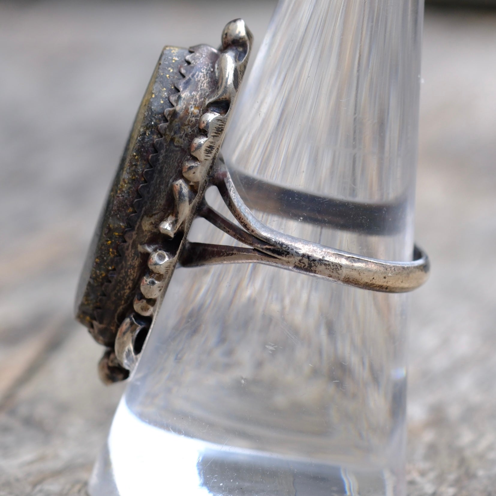 Vintage Sterling Agate Ring 8.25