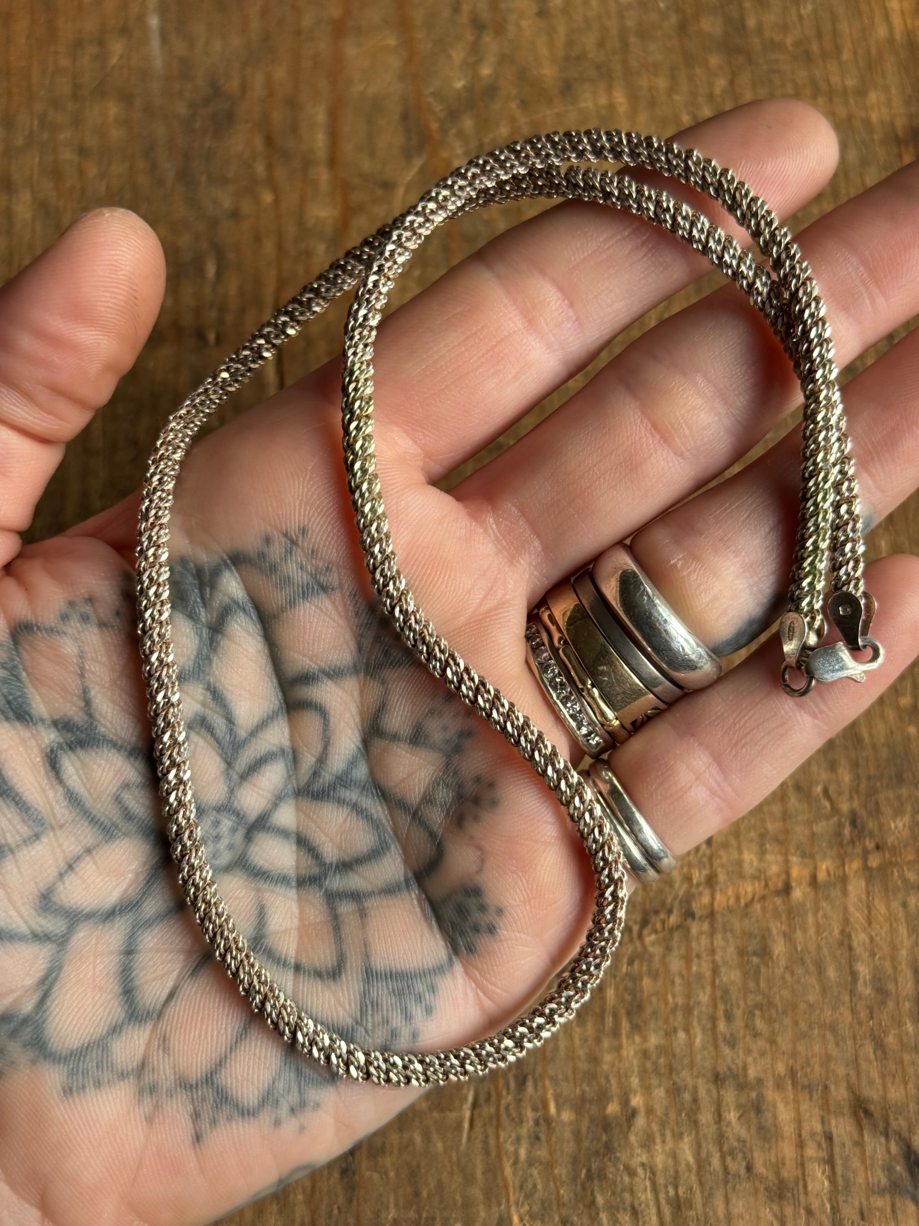 Vintage Sterling Silver 17.75” Round Curb Chain