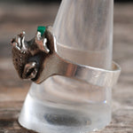 Vintage Sterling Malachite Frog Ring 11