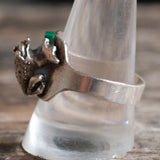 Vintage Sterling Malachite Frog Ring 11